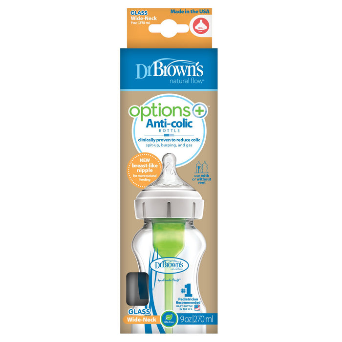 Dr Brown's Options+ Anti-Colic 270ml Single Glass Baby Bottle